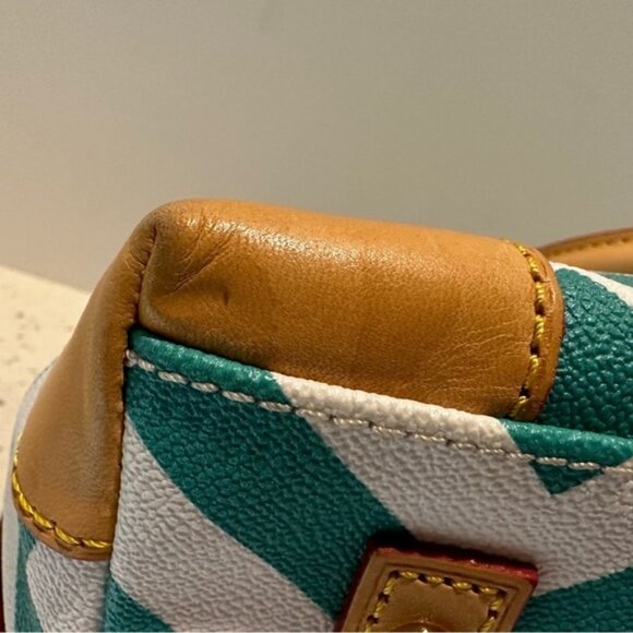 Dooney & Bourke Chevron‎ Stripped Leather Satchel Handbag - Picture 13 of 13